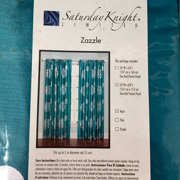 Zazzle Rod Pocket Window Curtain Panel in Aqua - Picture 5 of 6